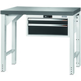GARANT GridLine Vario workbench with drawer casing 24G, height 850 mm, Eluplan worktop, dark, 20x20G