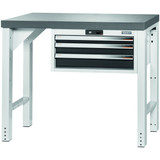 GARANT GridLine Vario workbench with drawer casing 24G, height 850 mm, Eluplan worktop, dark, 20x20G