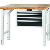 GARANT GridLine Vario workbench with drawer casing 24G, height 850 mm, Bamboo worktop, 20x20G