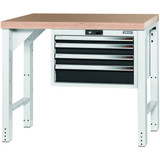 GARANT GridLine Vario workbench with drawer casing 24G, height 850 mm, Beech marine ply worktop, 20x20G