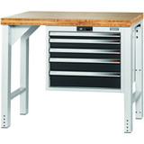 GARANT GridLine Vario workbench with drawer casing 24G, height 850 mm, Bamboo worktop, 20x20G