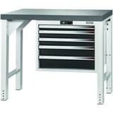 GARANT GridLine Vario workbench with drawer casing 24G, height 850 mm, Eluplan worktop, dark, 20x20G