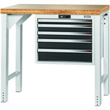 GARANT GridLine Vario workbench with drawer casing 24G, height 950 mm, Bamboo worktop, 20x20G