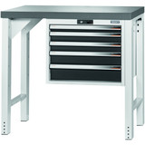 GARANT GridLine Vario workbench with drawer casing 24G, height 950 mm, Eluplan worktop, dark, 20x20G