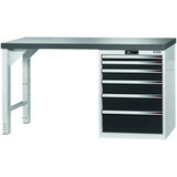GARANT GridLine Vario workbench with drawer casing 24G, height 850 mm, Eluplan worktop, dark, 20x20G