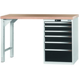 GARANT GridLine Vario workbench with drawer casing 24G, height 950 mm, Beech marine ply worktop, 20x20G