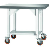 GARANT GridLine Vario workbench, mobile, height 850 mm, Eluplan worktop, dark, 20x20G