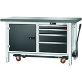 GARANT GridLine Workbench with undercarriage, height 850 mm with Eluplan worktop, dark, 20x20G
