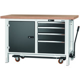 GARANT GridLine Workbench with undercarriage, height 950 mm with beech marine ply worktop, 20x20G