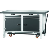 GARANT GridLine Workbench with undercarriage, height 850 mm with Eluplan worktop, dark, 20x20G