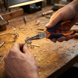 Garant Chrome-Plated Snipe Nose Pliers Straight Jaws with Side Cutter 713040 in use