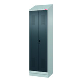 HOLEX Garment locker with base and sloping roof, for black-white separation and security twist bar lock