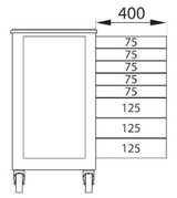 Garant Gridline ToolTruck Mobile Work Bench, 8 Full Extension Drawers dimensions schematic