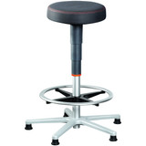 GARANT Work stool, fabric cushion, with glides and footrest ring, high