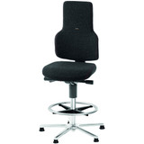 GARANT ESD swivel work chair, fabric upholstery, with glides and footrest ring, high