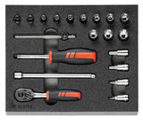 Holex 1/4" Drive Precision Socket Set in Rigid Foam Inlay, 20 Pieces