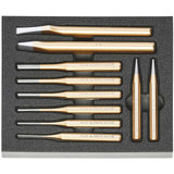 Rennsteig Chisel, Taper Pin Punch, and Pin Punch Set in Rigid Foam Inlay, 10 Pieces
