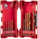 045242517008 Milwaukee Tools Red Helix Titanium Drill Bits 10 piece Set Milwaukee Tools U07080 48-89-4633