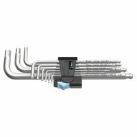 Wera Hex-Plus Hexagon Key L-Wrench Ball End Set of 9, Stainless