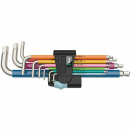 Wera Multi-Color Stainless Steel Hex Key L-wrench Hex-Plus 9 Piece Set