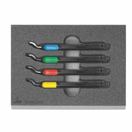Noga Engineering Deburrer Set in Ridged Foam Inlay, 4 Pieces