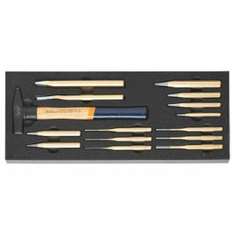 Hammer, Chisel, and Pin Punch Set in Ridged Foam Inlay, 15 Pieces