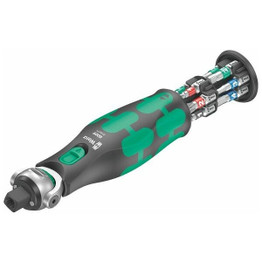 Wera Bit-holding screwdriver with magazine and fine-tooth “Zyklop Pocket” reversible ratchet with 1/4 inch bits (13) with ratchet and magnet expanded view