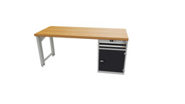 Workbench with drawer casing 24G, cupboard, height 850 mm, Bamboo worktop, 20×20G, Worktop length: 2000mm