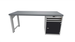 Workbench with drawer casing 24G, cupboard, height 850 mm, Eluplan worktop, 20×20G, Worktop length: 2000mm