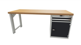 Workbench with drawer casing 24G, cupboard, height 850 mm, Beech Marine Ply worktop, 20×20G, Worktop length: 2000mm