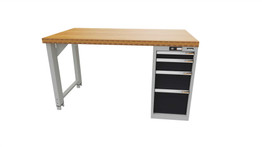 Workbench with drawer casing 16G, height 850 mm, Bamboo worktop, 12×20G, Worktop length: 1500mm