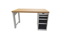 Workbench with drawer casing 16G, height 850 mm, Beech Marine Ply worktop, 12×20G, Worktop length: 1500mm