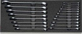 Holex Combination Wrenches in Rigid Foam Inlay, Set of 19