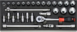 Holex 1/2" Drive Socket Set in Rigid Foam Inlay, 30 Pieces