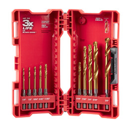 045242517008 Milwaukee Tools Red Helix Titanium Drill Bits 10 piece Set