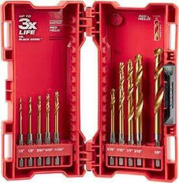 045242517008 Milwaukee Tools Red Helix Titanium Drill Bits 10 piece Set
