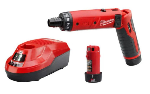 Milwaukee M4 1/4 Hex Screwdriver Kit with 2 Batteries Milwaukee Tools tool and battery view