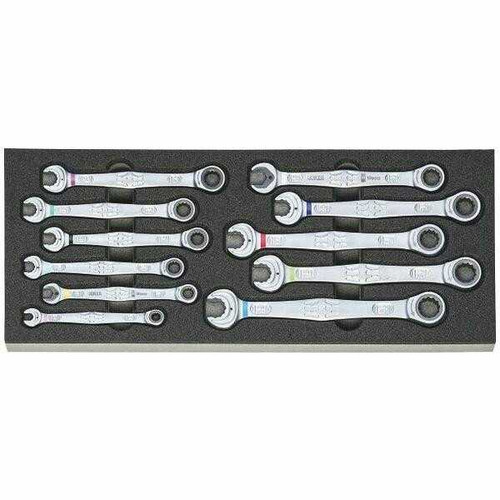 Wera Joker Metric Combination Ratcheting Wrenches in Rigid Foam Inlay, Set of 11
