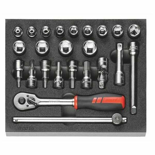 Holex 3/8" Drive Hex Socket Set in Rigid Foam Inlay, 24 Pieces