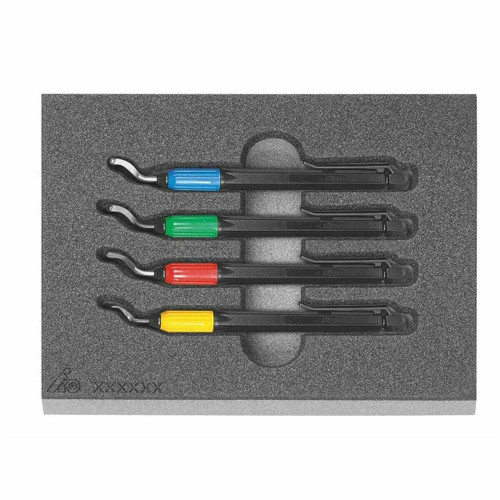Noga Engineering Deburrer Set in Ridged Foam Inlay, 4 Pieces