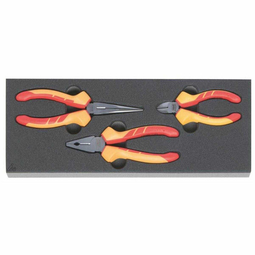 Holex Insulated Pliers Set in Rigid Foam Inlay, 3 Pieces