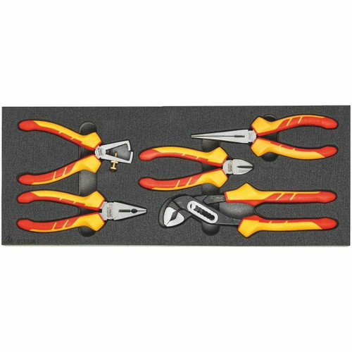 Holex Insulated Pliers Set in Rigid Foam Inlay, 5 Pieces