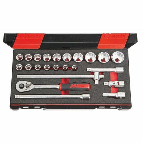 637818) Socket set 1/2 inch square drive 23 pieces