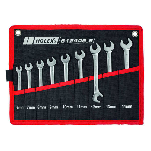 HOLEX Small double open ended spanner set, chrome-plated