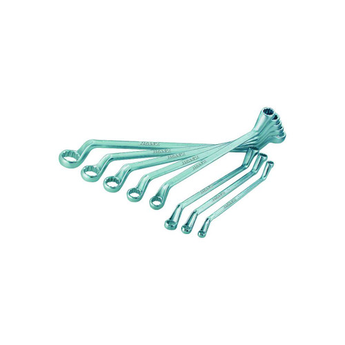 HOLEX Double-ended ring spanner set, deep cranked, chrome-plated