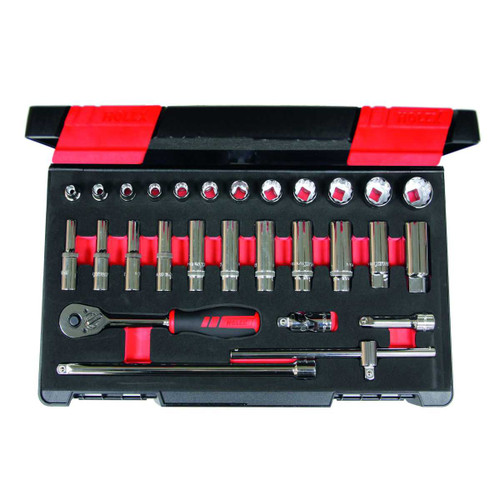 HOLEX Socket set, 3/8 inch square drive, imperial 28 pieces