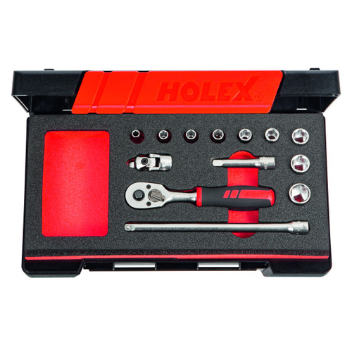 HOLEX Socket set 1/4 inch square drive 13 pieces