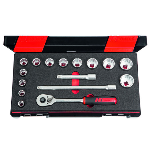 HOLEX Socket set 1/2 inch square drive 16 pieces