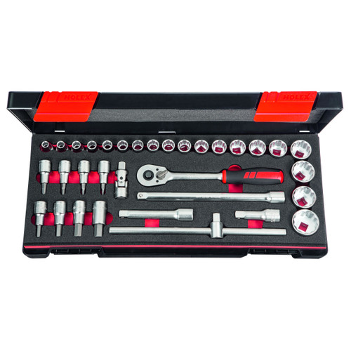 HOLEX Socket set 1/2 inch square drive 33 pieces