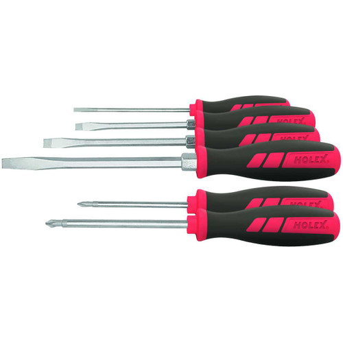 HOLEX Screwdriver set, 6 pieces For slot-head and Phillips